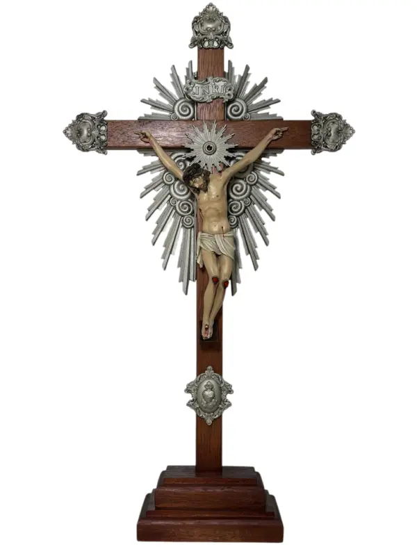 Crucifixo "Redentor" - 57cm - base fixa - Prata ou Dourado - Image 9