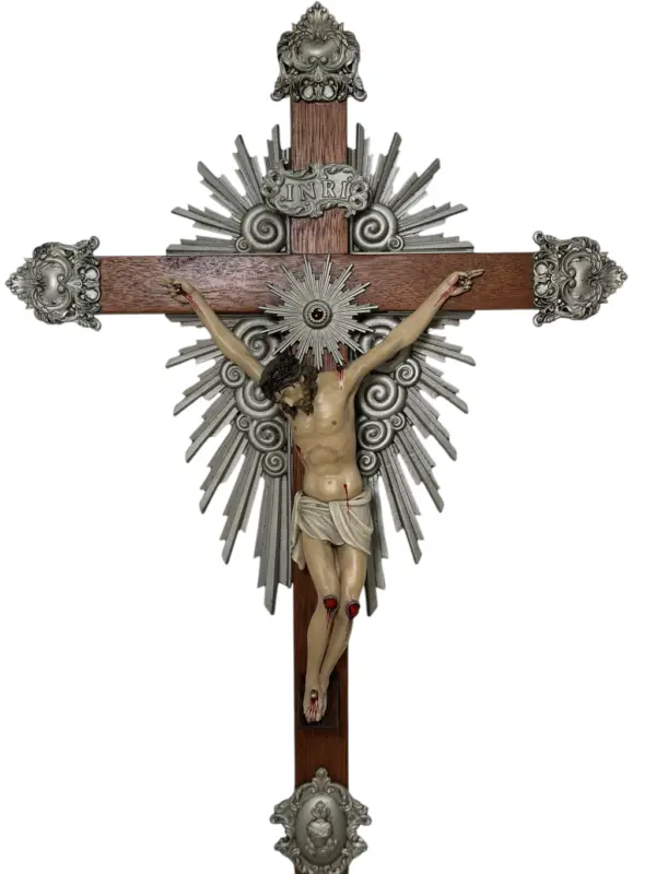 Crucifixo "Redentor" - 57cm - base fixa - Prata ou Dourado - Image 7