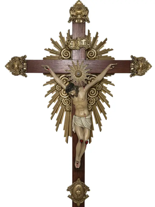 Crucifixo "Redentor" - 57cm - base fixa - Prata ou Dourado - Image 3