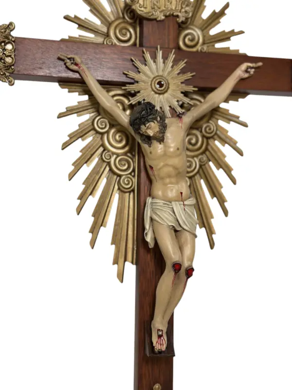 Crucifixo "Redentor" - 57cm - base fixa - Prata ou Dourado - Image 2