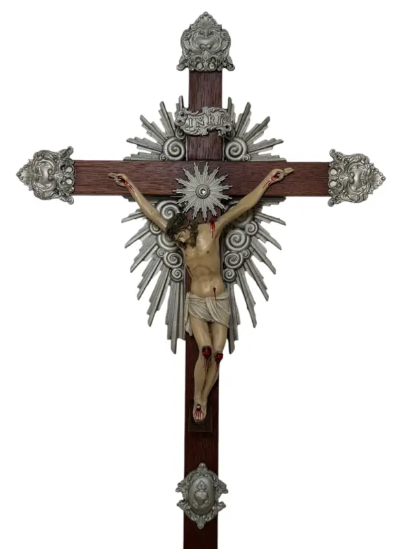 Crucifixo "Redentor" - 37cm - base fixa - Prata ou Dourado - Image 2