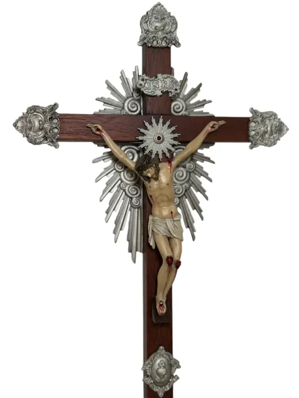 Crucifixo "Redentor" - 37cm - base fixa - Prata ou Dourado - Image 3