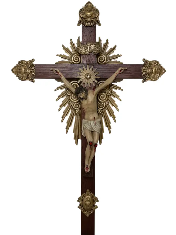 Crucifixo "Redentor" - 37cm - base fixa - Prata ou Dourado - Image 6