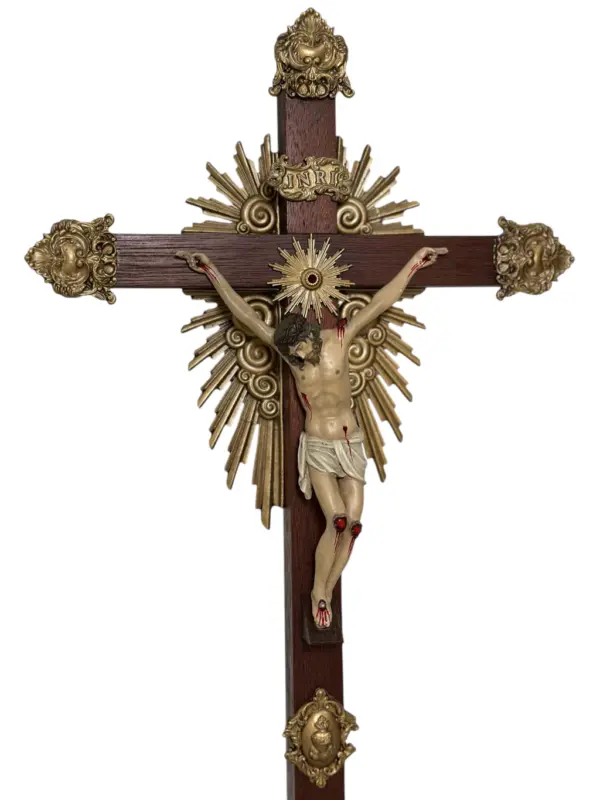 Crucifixo "Redentor" - 37cm - base fixa - Prata ou Dourado - Image 7