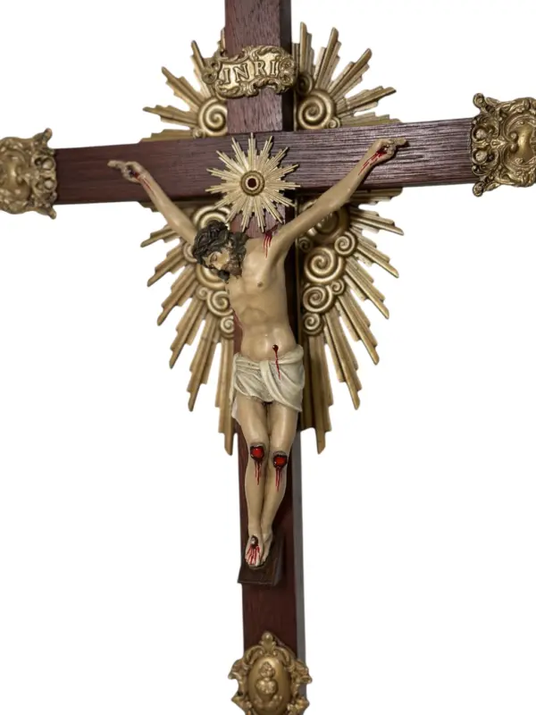 Crucifixo "Redentor" - 37cm - base fixa - Prata ou Dourado - Image 8
