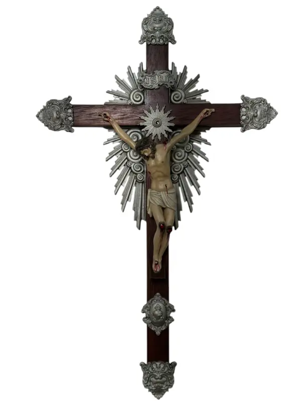Crucifixo "Redentor" - 35 cm - parede - Prata ou Dourado