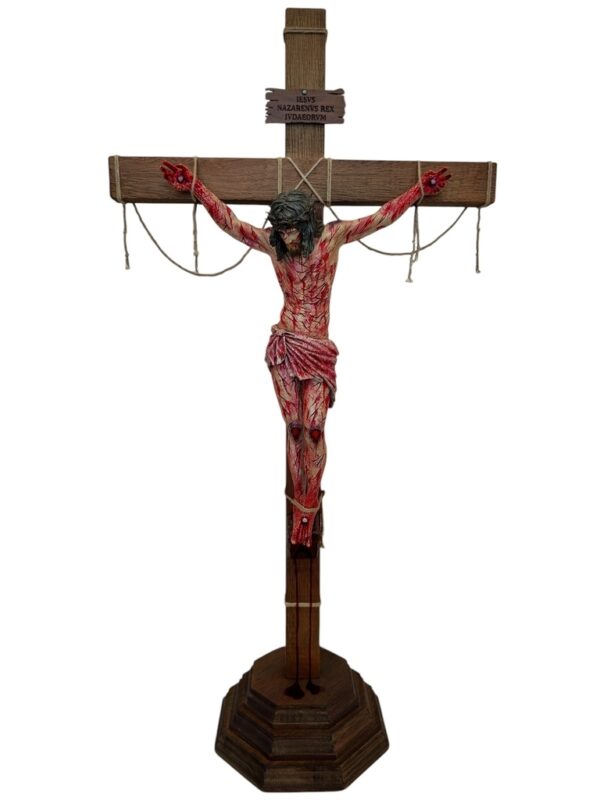 Crucifixo "Por Tuas Chagas" - ENSANGUENTADO | com base | 160 cm - PRÉ-VENDA - Image 5