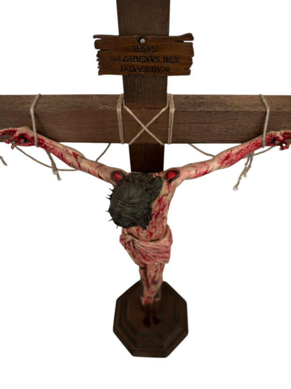 Crucifixo "Por Tuas Chagas" - ENSANGUENTADO | com base | 70 cm - Image 6