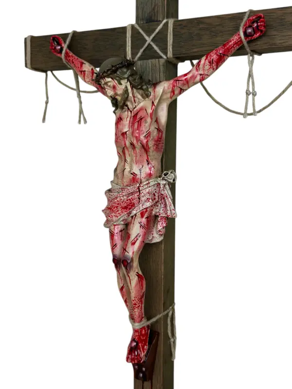 Crucifixo "Passio Christi" - ENSANGUENTADO | com base | 52 cm - Image 2