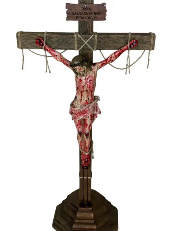 Crucifixo "Passio Christi" - ENSANGUENTADO | com base | 52 cm - Image 3