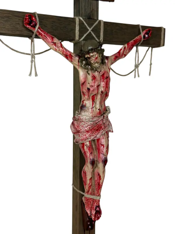 Crucifixo "Passio Christi" - ENSANGUENTADO | com base | 52 cm - Image 5