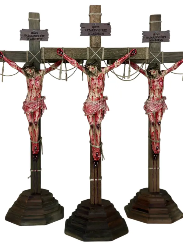 Crucifixo "Passio Christi" - ENSANGUENTADO | com base | 52 cm - Image 6