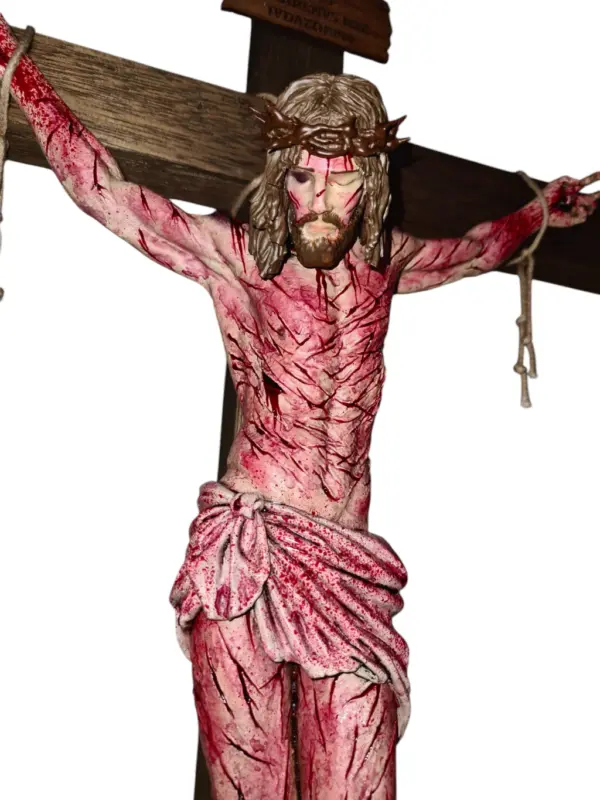 Crucifixo "Por Tuas Chagas" - CLÁSSICO | com base | 70 cm - Image 2